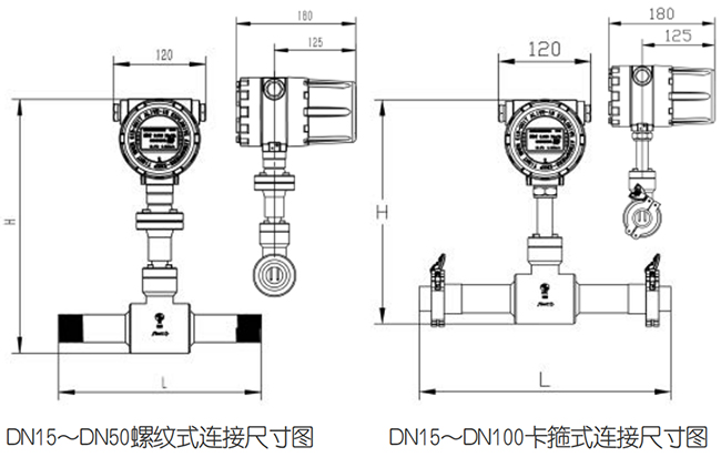 管道式氧氣流量計尺寸圖一